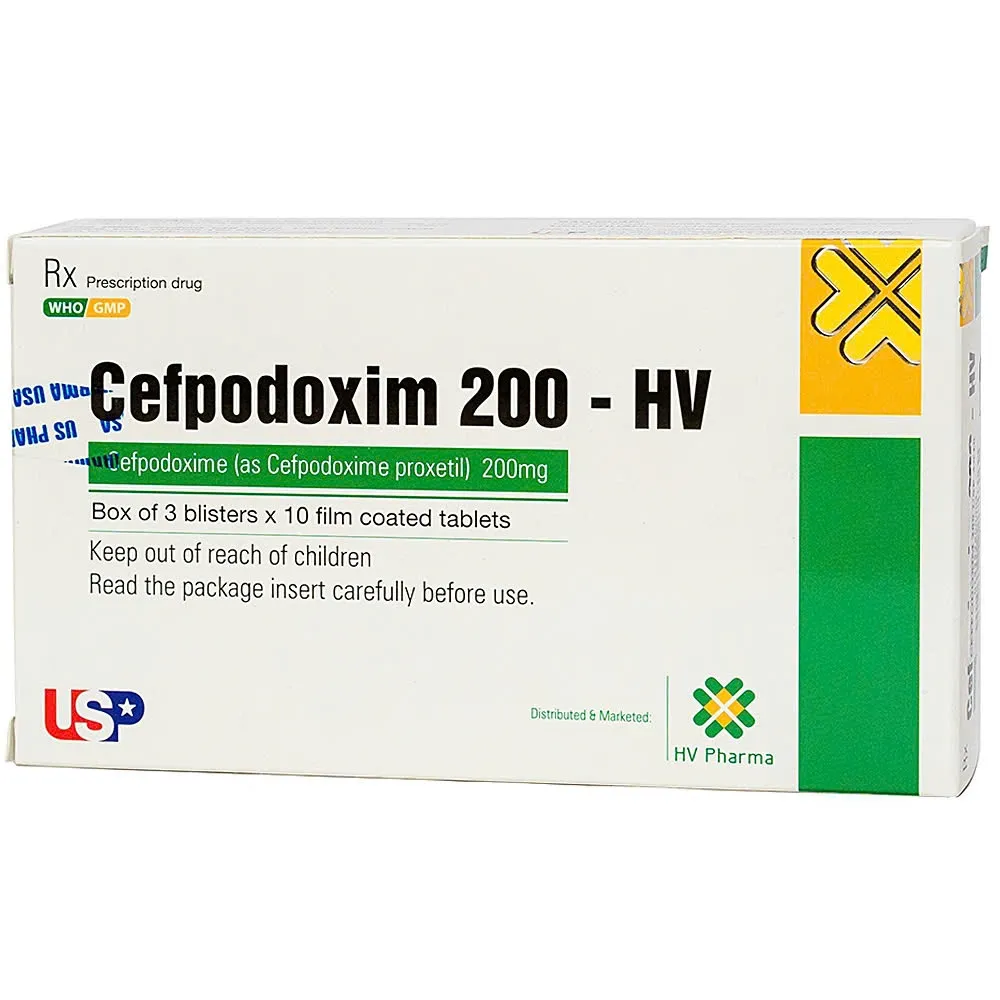 Cefpodoxim-Hv 200mg Usp (H/30v) – Kháng sinh Cephalosporin thế hệ 3, hỗ trợ điều trị nhiễm khuẩn an toàn